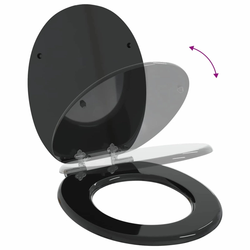 Sedile per toilette con chiusura morbida Nero 44 x 38 cm