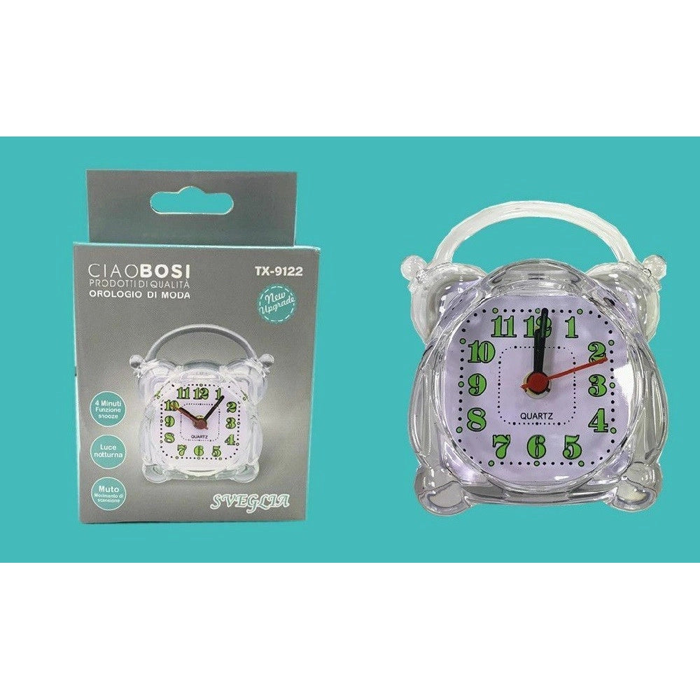 Trade Shop - Sveglia Analogica Orologio Alarm Clock Luce Notturna Funzione Muto Tavolo Tx-9122 -