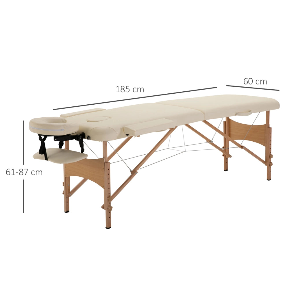 LETTINO MASSAGGIO pieghevole 185x60 cm in pelle sintetica bianco crema