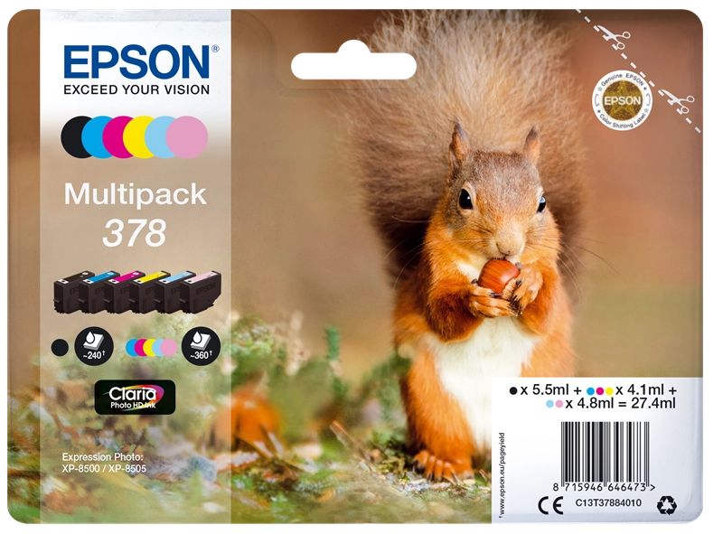 Epson Squirrel Multipack 6-colours 378 Claria Photo HD Ink