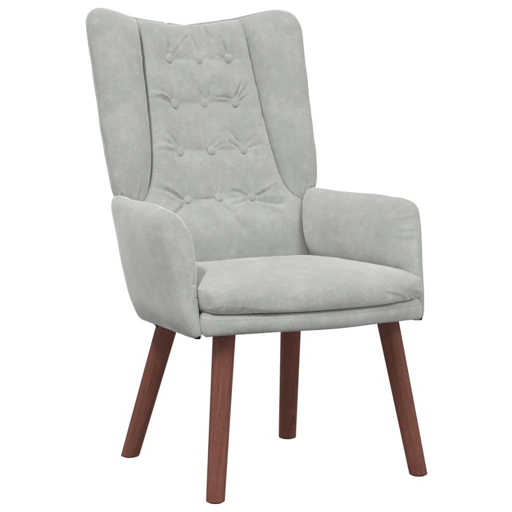 Poltrona Rilassante in Velluto Grigio Chiaro