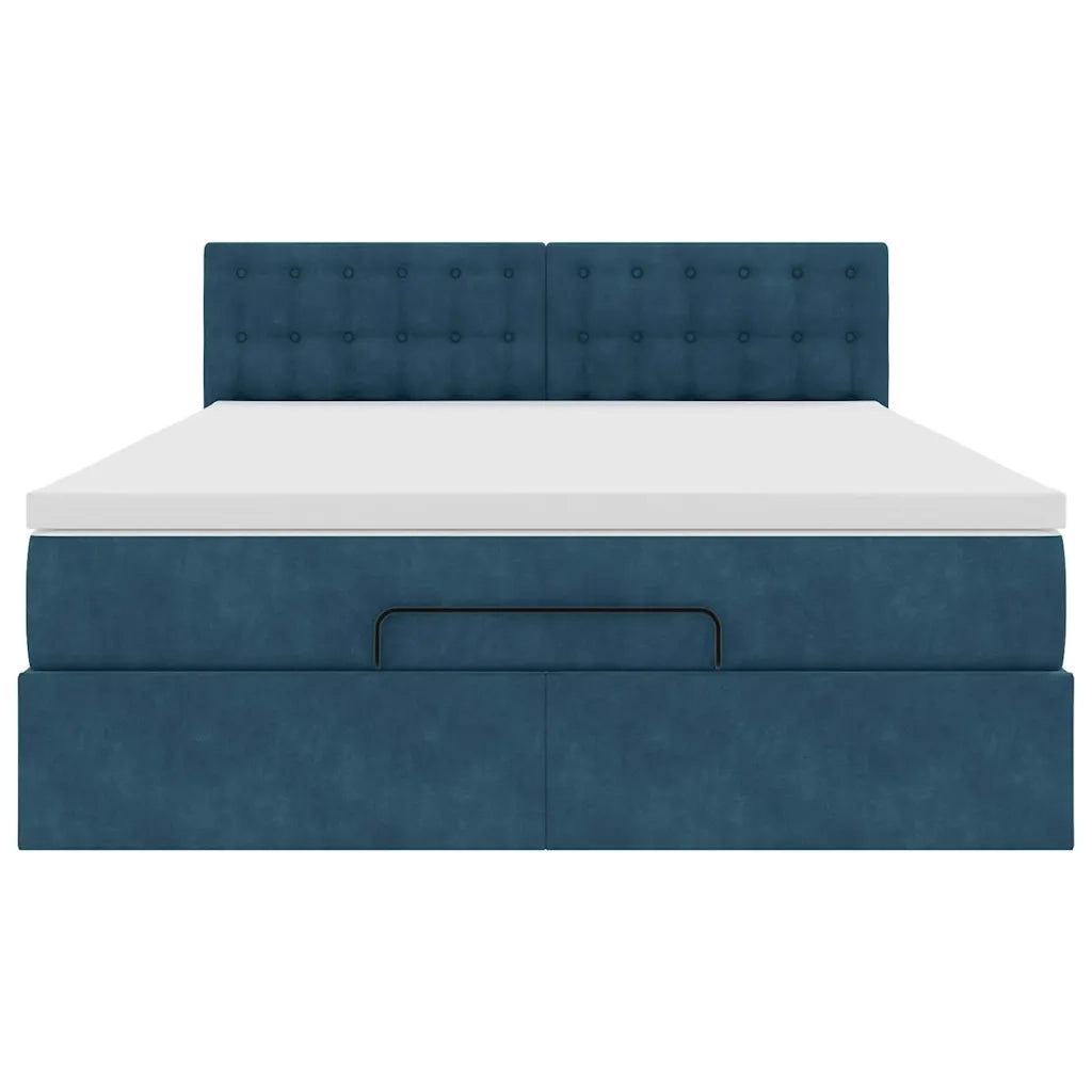 Struttura Letto Pouf con Materasso 140x190 cm in Velluto