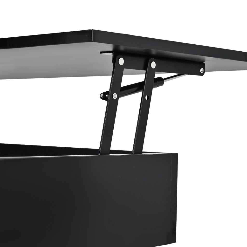 Tavolino regolabile in altezza, lucido, con luci a LED, 2 cassetti, in MDF + acrilico, 100 x 50 x 46 cm, nero