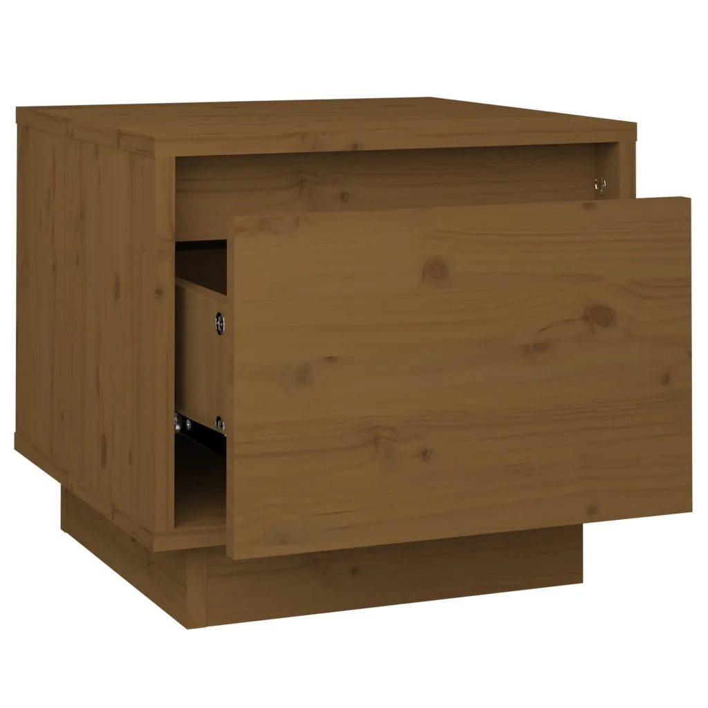 Set di 2 Comodini | Armadio da Notte | Mobiletto da notte Ambrati 35x34x32 cm in Legno Massello di Pino