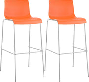 Set di 2 sgabelli da bar Hoover in plastica con struttura a 4 piedi cromata 1