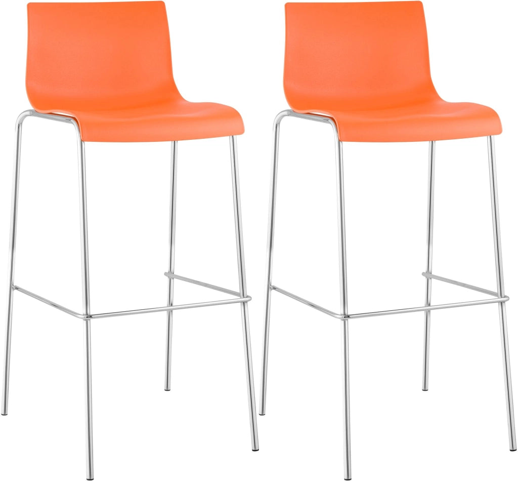 Set di 2 sgabelli da bar Hoover in plastica con struttura a 4 piedi cromata 1