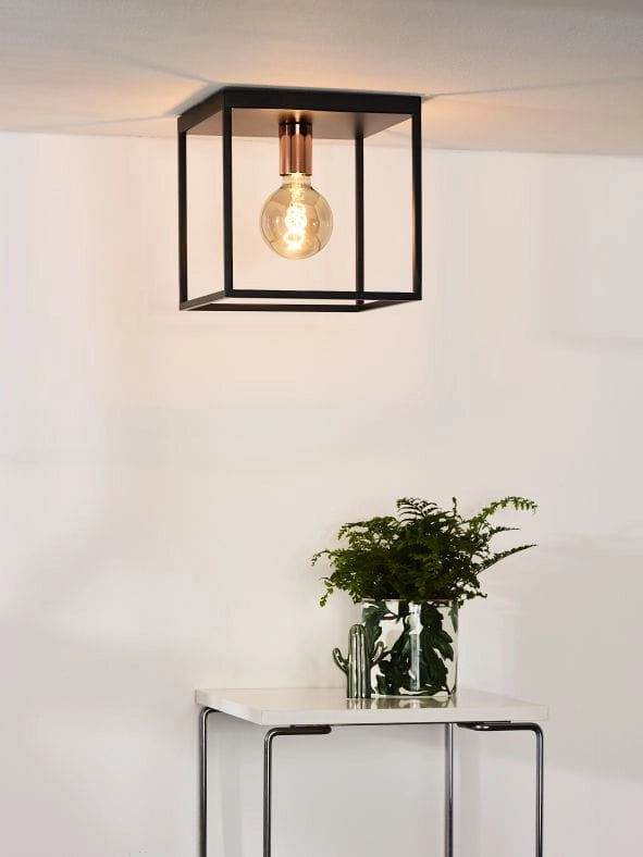 Lucide plafoniera Arthur nera 25 cm E27 40W in metallo