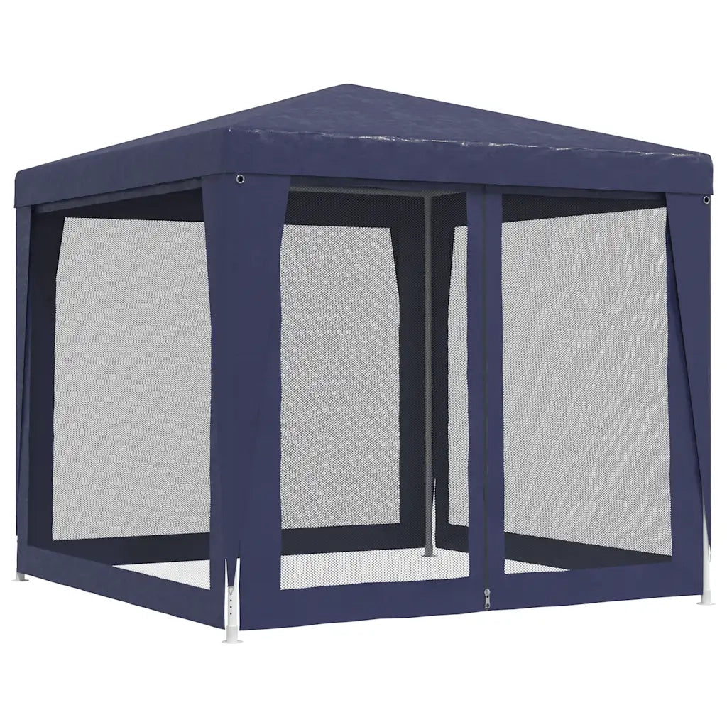Tenda per Feste con 4 Pareti Laterali in Rete-Tenda Gazebo Blu 2,5x2,5m HDPE