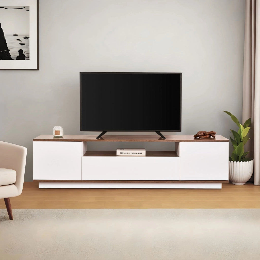 Porta TV in legno "Veramont" - 180 x 44 x 44 cm - Marrone scuro