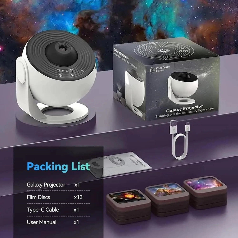 Trade Shop - Proiettore Cielo Stellato 12 Dischi Planetari Luce Notturna Led Galassia Camera Soffitto -