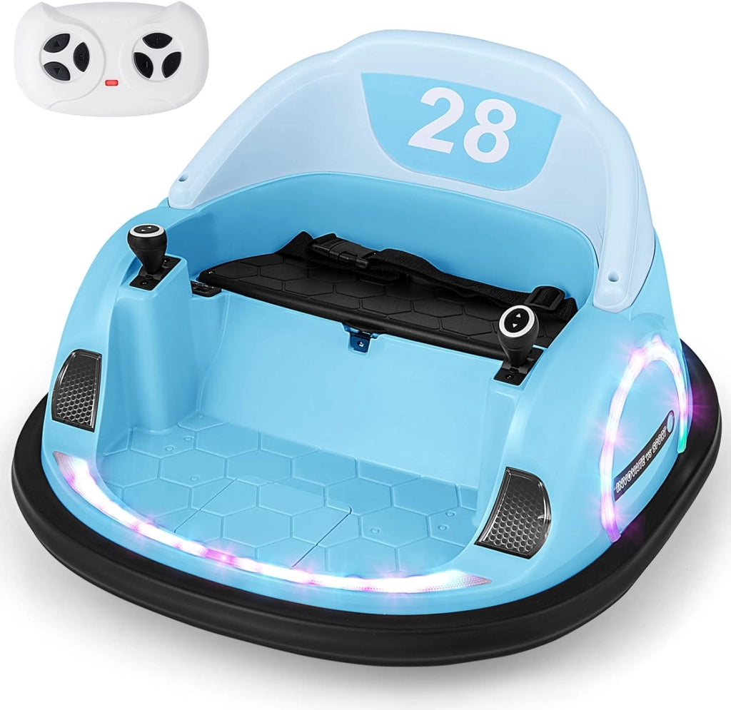 12V Autoscontro Elettrico per Bambini, Macchina Elettrica Cavalcabile con Telecomando, Luci Musica e Imbottitura Anti-collisione, Auto a Scontro per Bambini 18 Mesi + (Rosa)