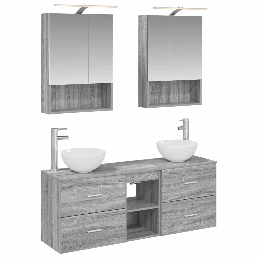 Set di Armadi da Bagno 5 pcs Sonoma grigio 50 x 14,5 x 70 cm 3406684