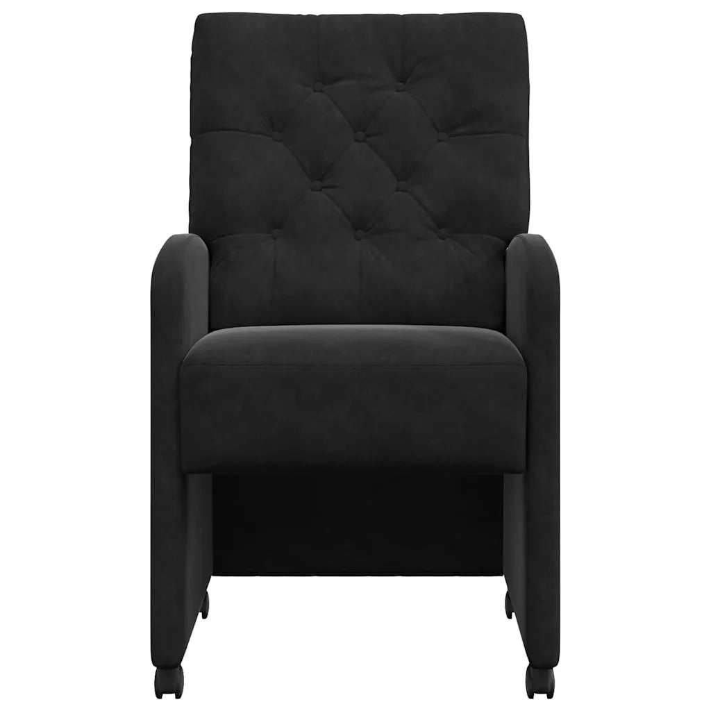 Sedie da Pranzo con Ruote 2 pcs Nero 58 x 67 x 97 cm Velluto 42017871