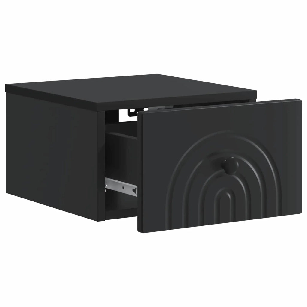 Mobiletto da notte a muro con cassetto Nero 33 x 34,5 x 20 cm 898087