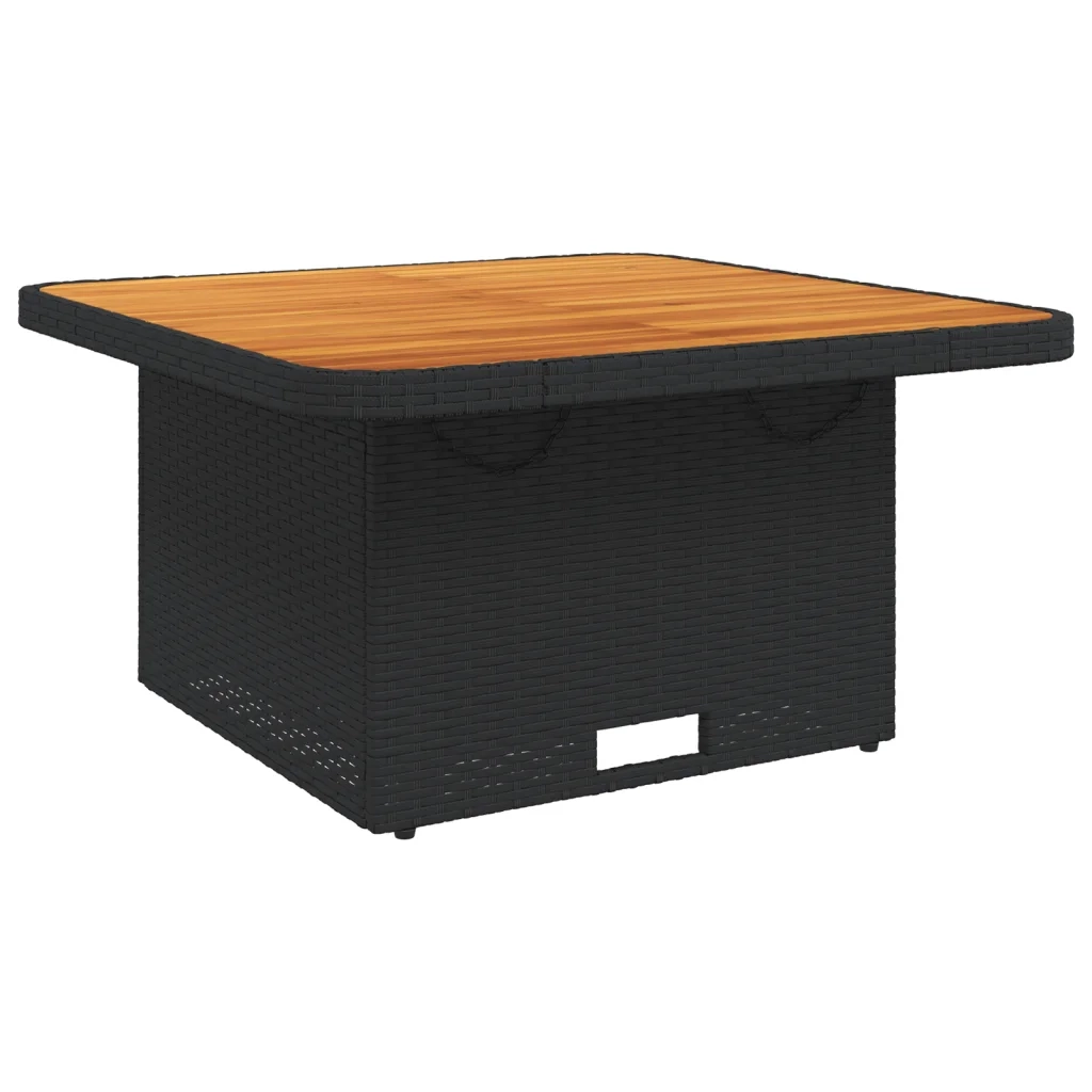Tavolo da Giardino Nero 80x80x71cm in Polyrattan e Legno Acacia 368269