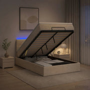 Letto Ottomano con Materasso e LED Crema 120 x 200 cm Tessuto 3456903