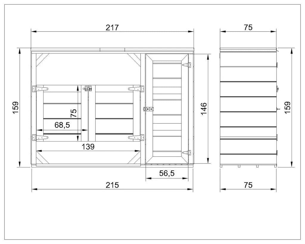 Ricovero per bidoni da giardino 2x240L TIMBELA M981A-TUNDRA CAVERN