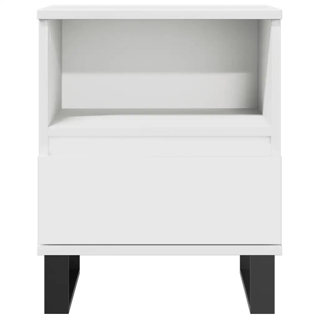 Set di 2 Comodini | Armadio da Notte | Mobiletto da notte Bianchi 40x35x50 cm in Legno Multistrato