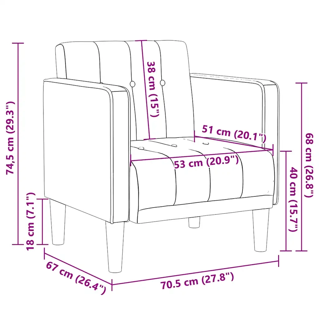 Divano Sedia con Braccioli Tortora 53 cm in Tessuto 4100547
