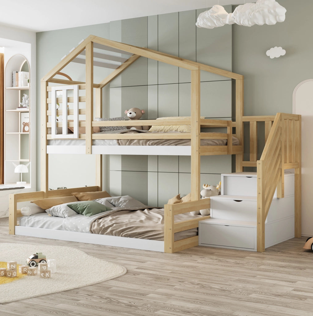 Letto a castello per bambini in pino 90x200/140x200 cm