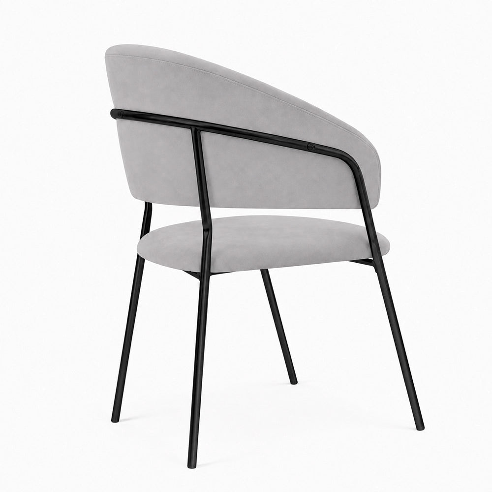 Sedie da sala da pranzo set da 4 Aurelia in velluto grigio con gambe nere