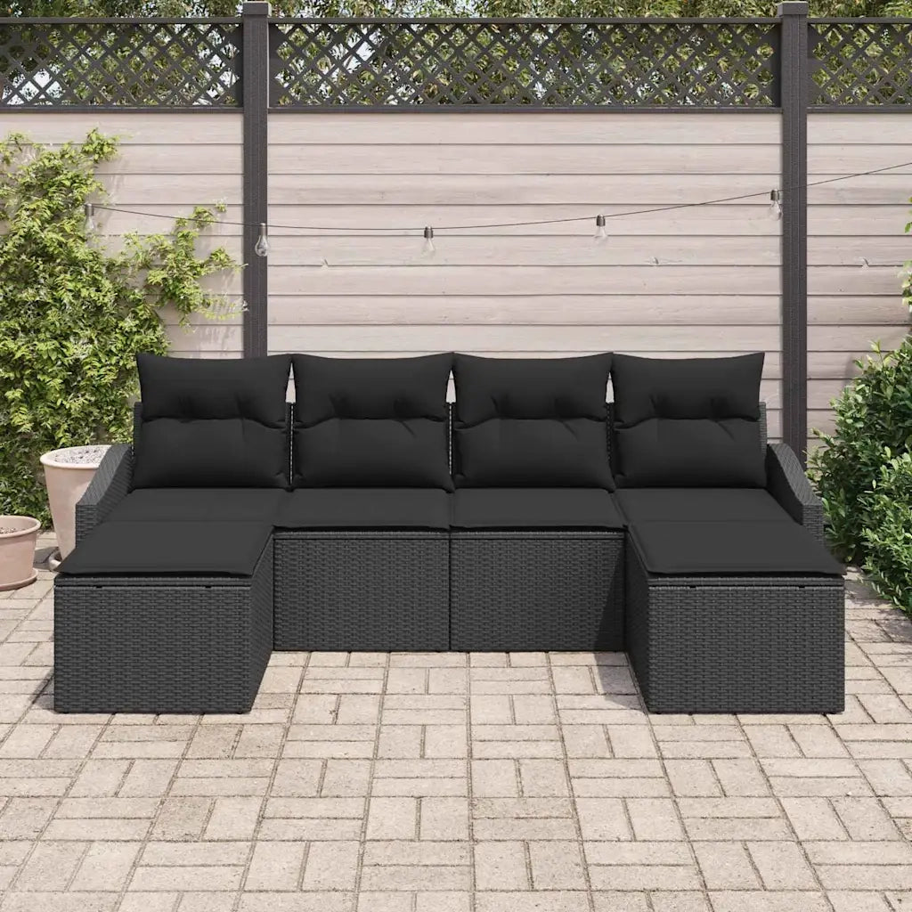 Set di divani con cuscino 6 pcs Nero polyrattan 3346833