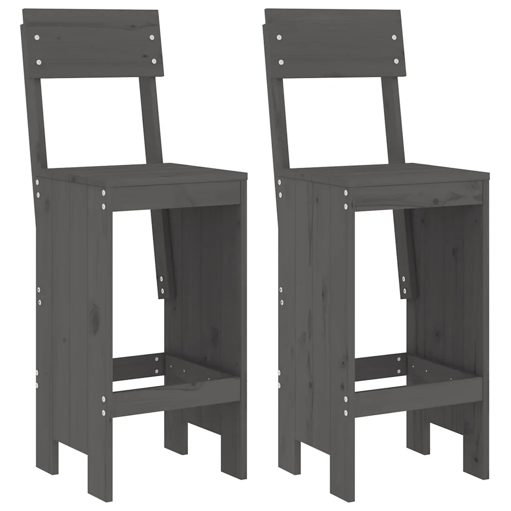 Sgabelli da Bar 2pz Grigi 40x48,5x115,5 cm Legno Massello Pino 825361