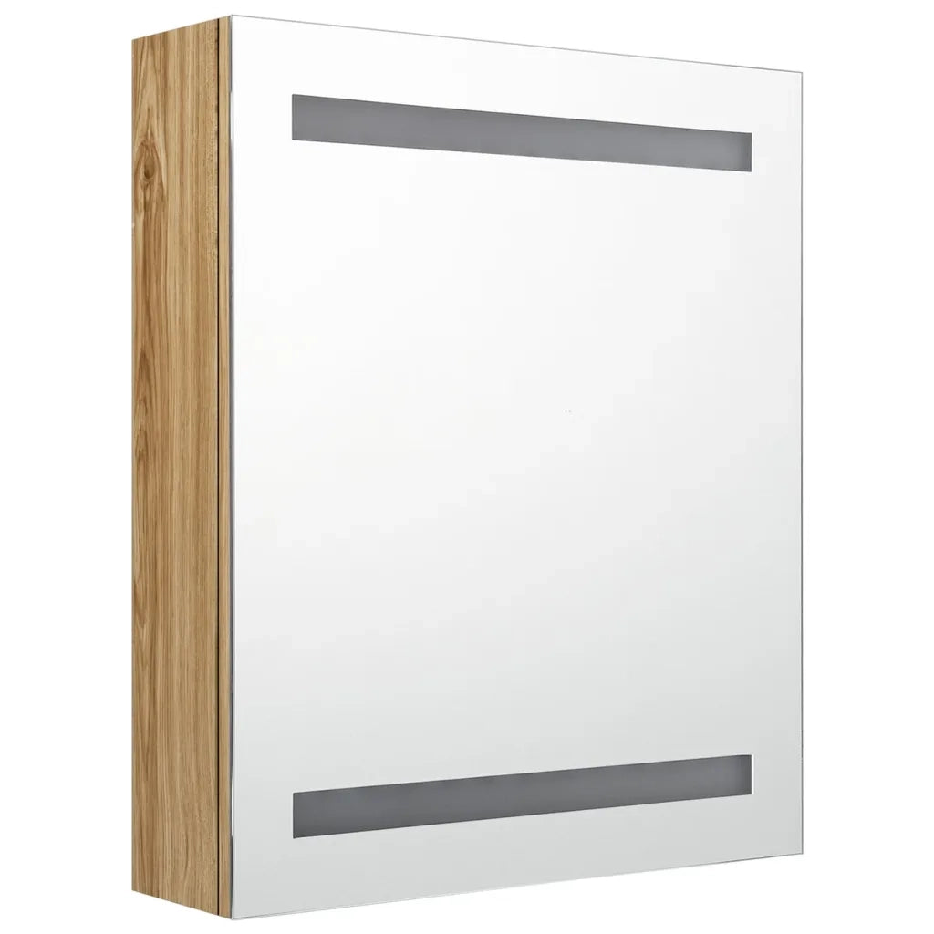 Armadietto Bagno con Specchio e LED-Mobile bagno con specchio Rovere 50x14x60 cm