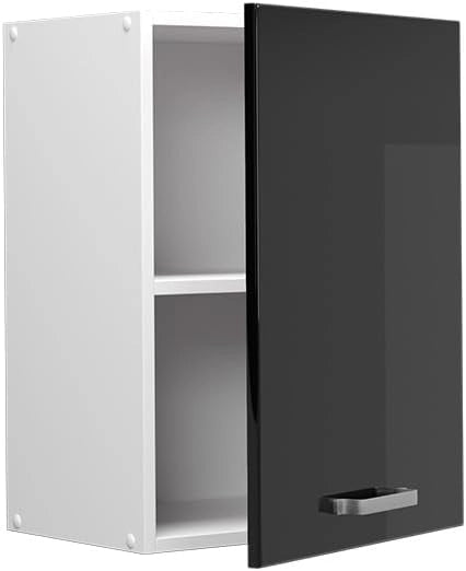 Pensile da cucina R-Line, Nero lucido, 45 cm, per la libera combinazione all'interno di sistemi cucina modulari
