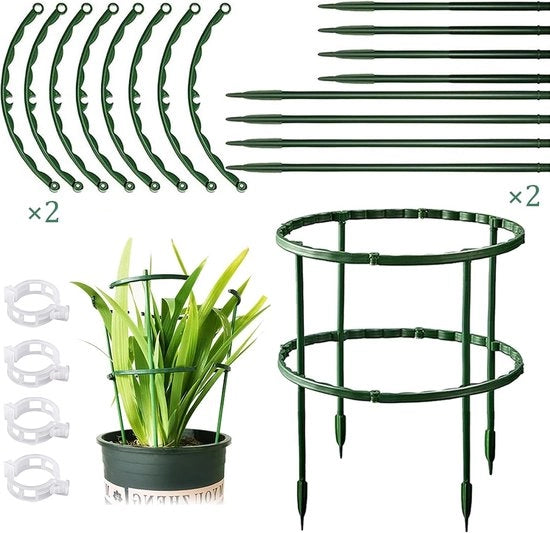 Supporto per piante a forma semicircolare - Aiuto alla crescita per fiori e verdure - 16 pezzi - Verde