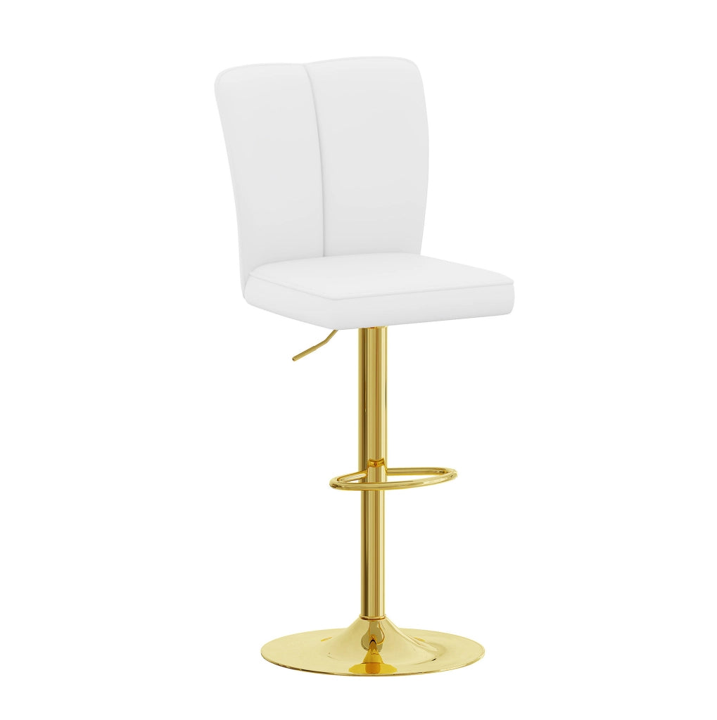 Set di 2 sgabelli da bar regolabili bianco e oro in PU