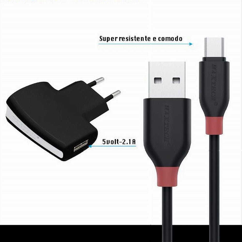 Trade Shop - Kit Caricabatteria Adattatore Di Ricarica Con Cavo Micro Usb 1mt Maxtech Ca-s036 -