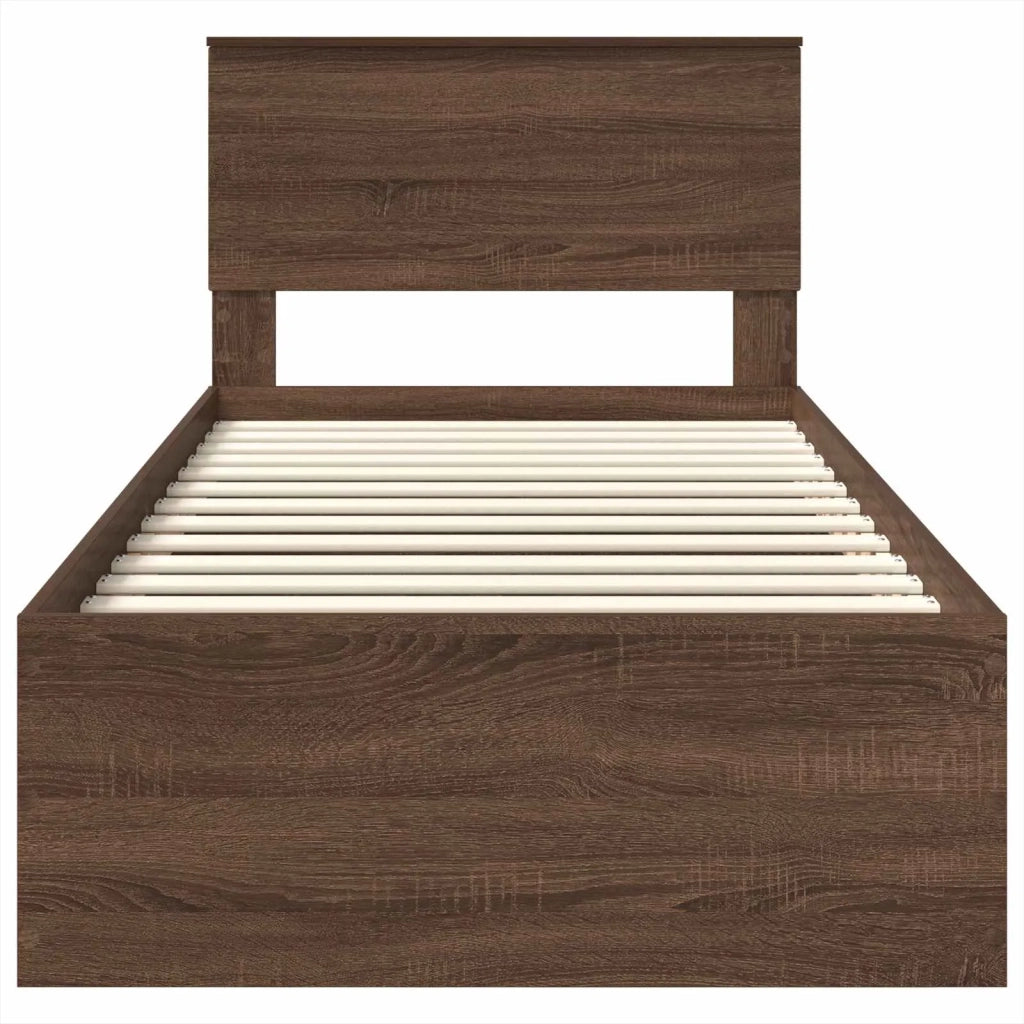 Struttura del letto con testiera Rovere Marrone 75 x 190 cm