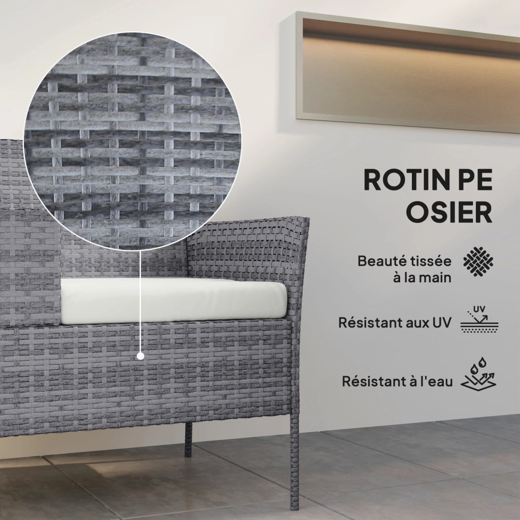 Set Giardino 2 Posti con Tavolino e Cuscini ¨C zephmum ¨C Polyrattan Nero 135x64x81 cm
