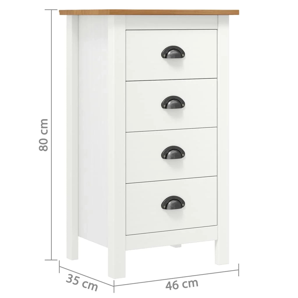 Buffet credenza cassettiera armadio mobile contenitore organizer per cucina soggiorno salotto Hill 46 x 35 x 80 cm legno massello di pino bianco 02_0035669