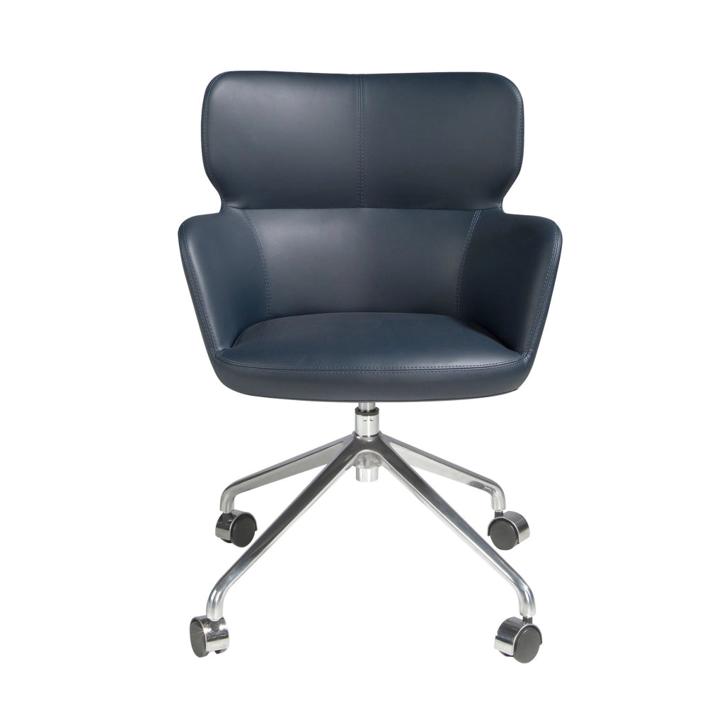 Sedia girevole da ufficio in ecopelle blu