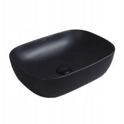 Lavabo da appoggio grande in ceramica nera opaca 46x32 cm