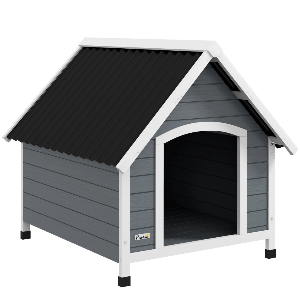 Casetta per cani esterna in legno con pavimento rimovibile ¨C zephmum ¨C 84x99x87 cm grigio