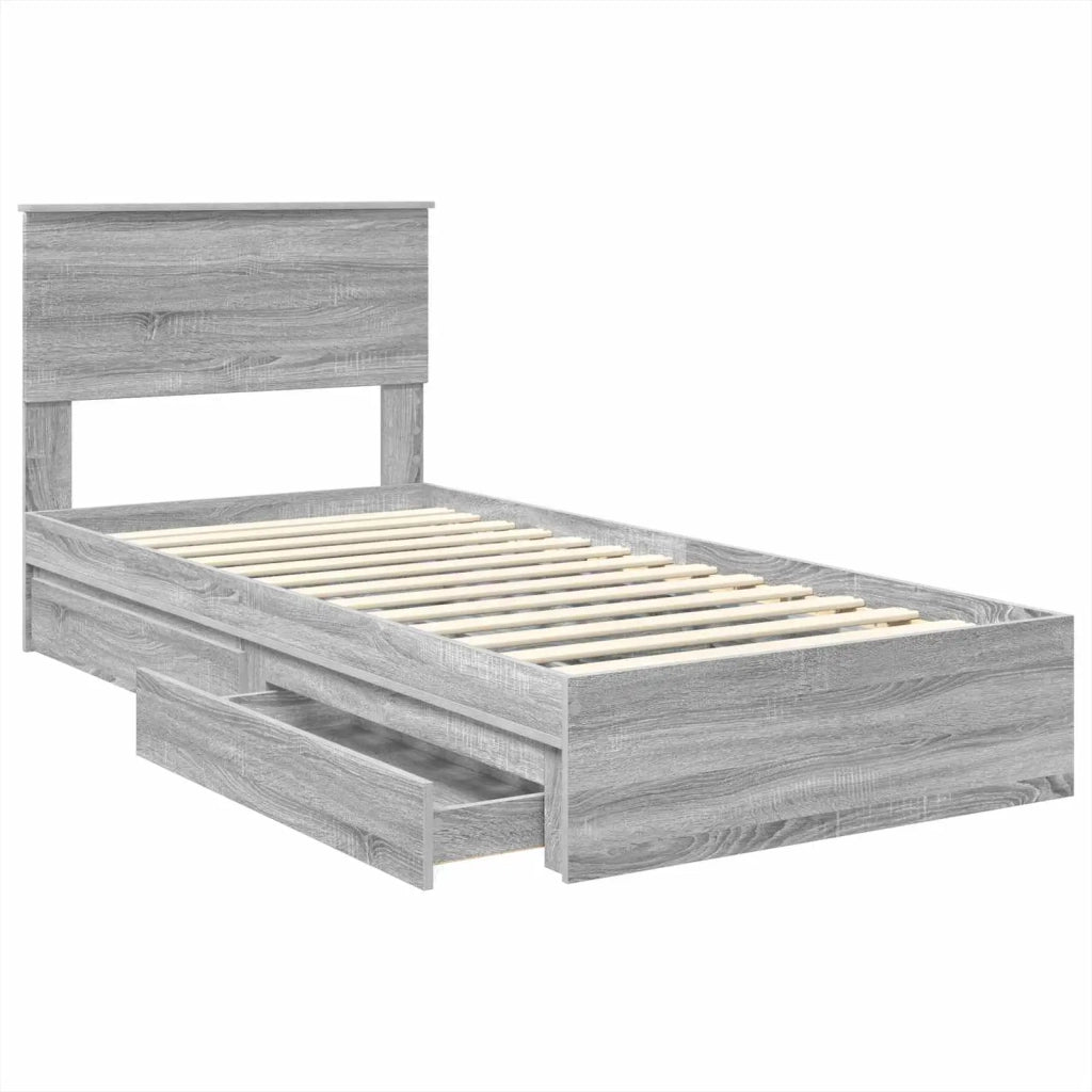 Letto con Contenitore con testiera Grigio Sonoma 75 x 190 cm 3408513
