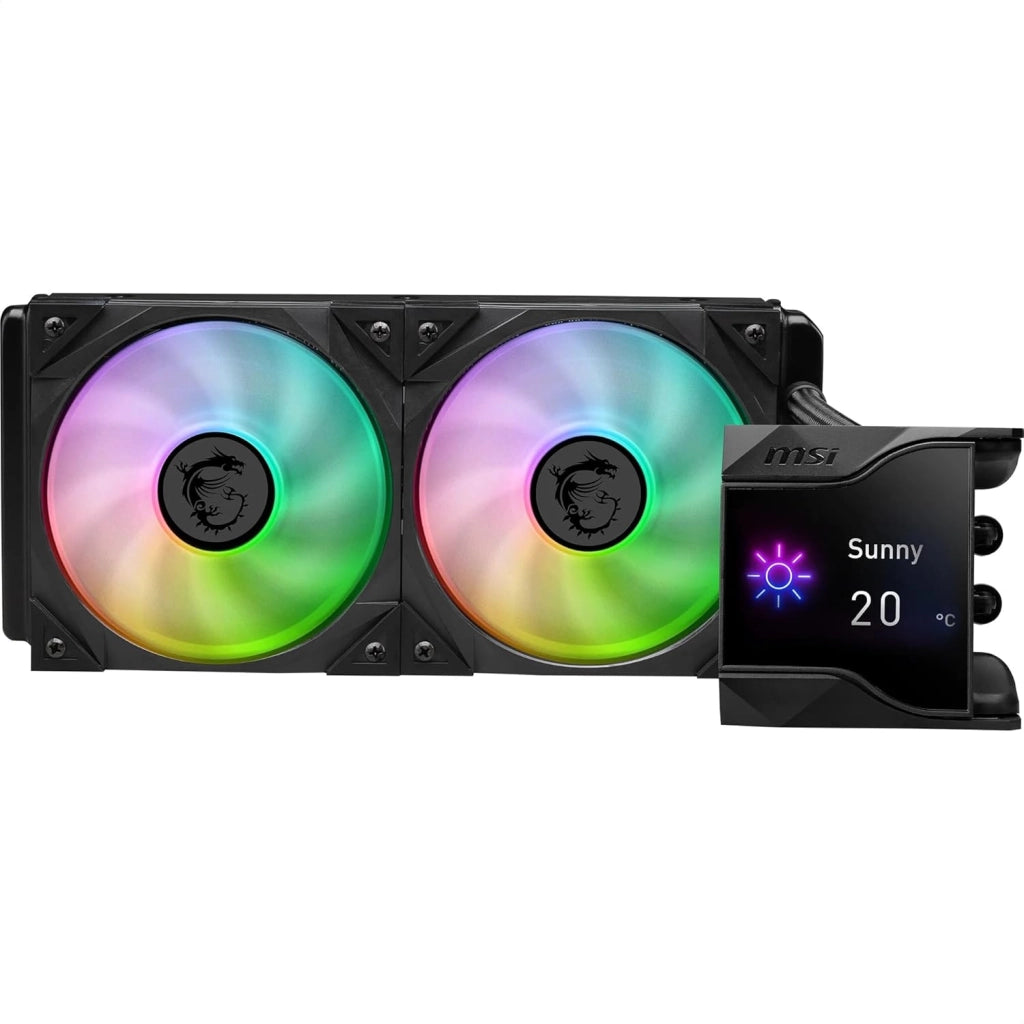 MPG CORELIQUID D240 CPU Liquid Cooler da 60 mm, 2 ventole ARGB da 120 mm, Tubazione anti-evaporazione, Raffreddamento GI - Compatibile con Socket AMD e Intel