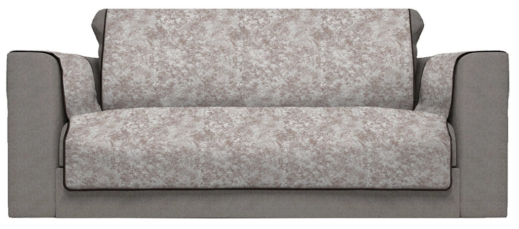 Copridivano con Copri Braccioli Seduta 230 cm in Poliestere e Cotone Marrone