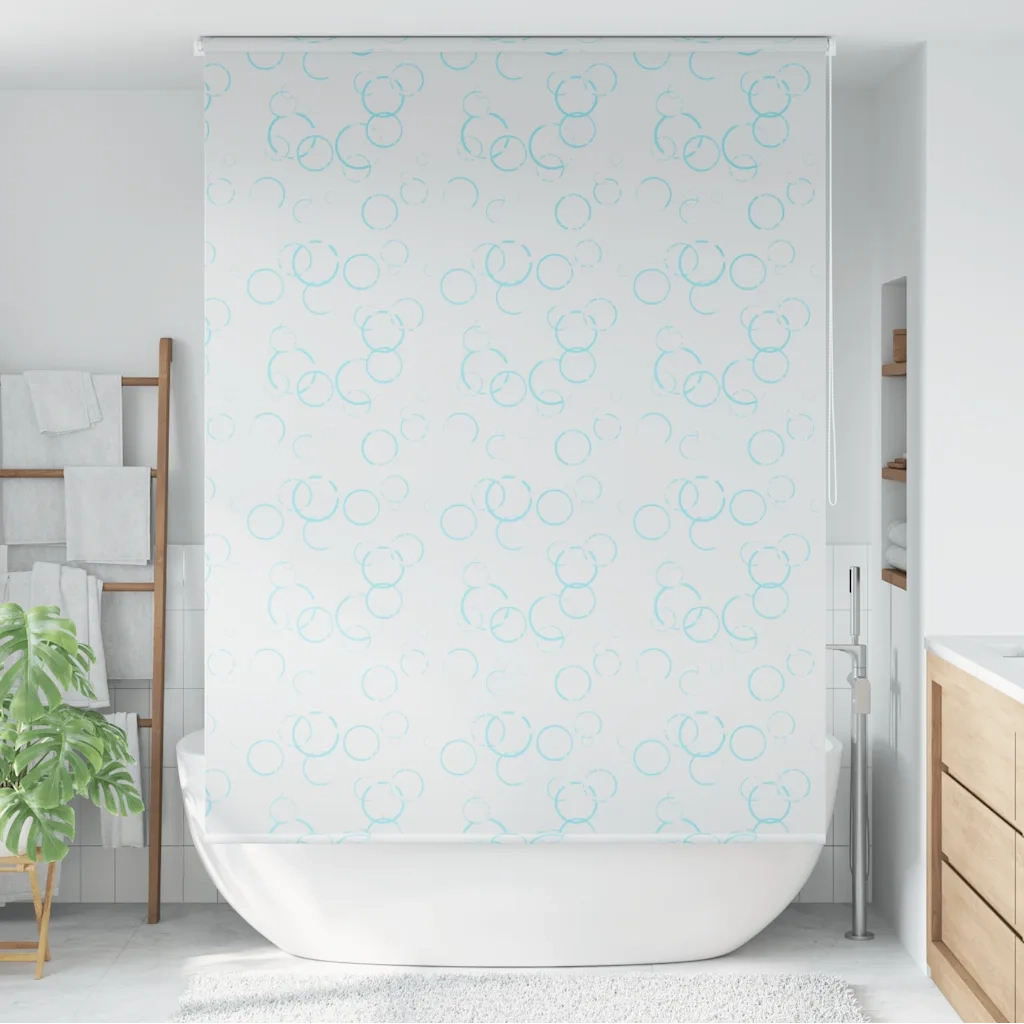 Tenda a Rullo per Doccia 140x240 cm con Motivo a Bolle 142868