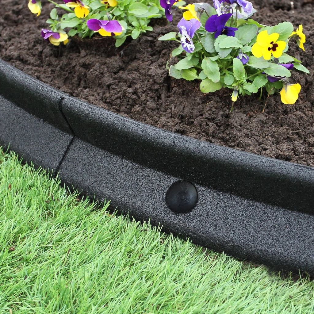 Bordatura per Aiuole Bordo Prato da Giardino Palizzata Flessibile fino a 70° in Gomma Resistente agli UV Pezzi da 1.2m - Nero - 4 pezzi