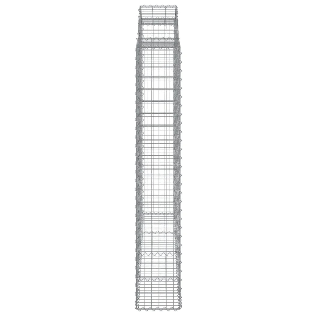 Cestini gabbioni recinzione a gabbia muro di contenimento ad arco 7 pezzi 200 x 50 x 180/200 cm ferro zincato argento 02_0041090