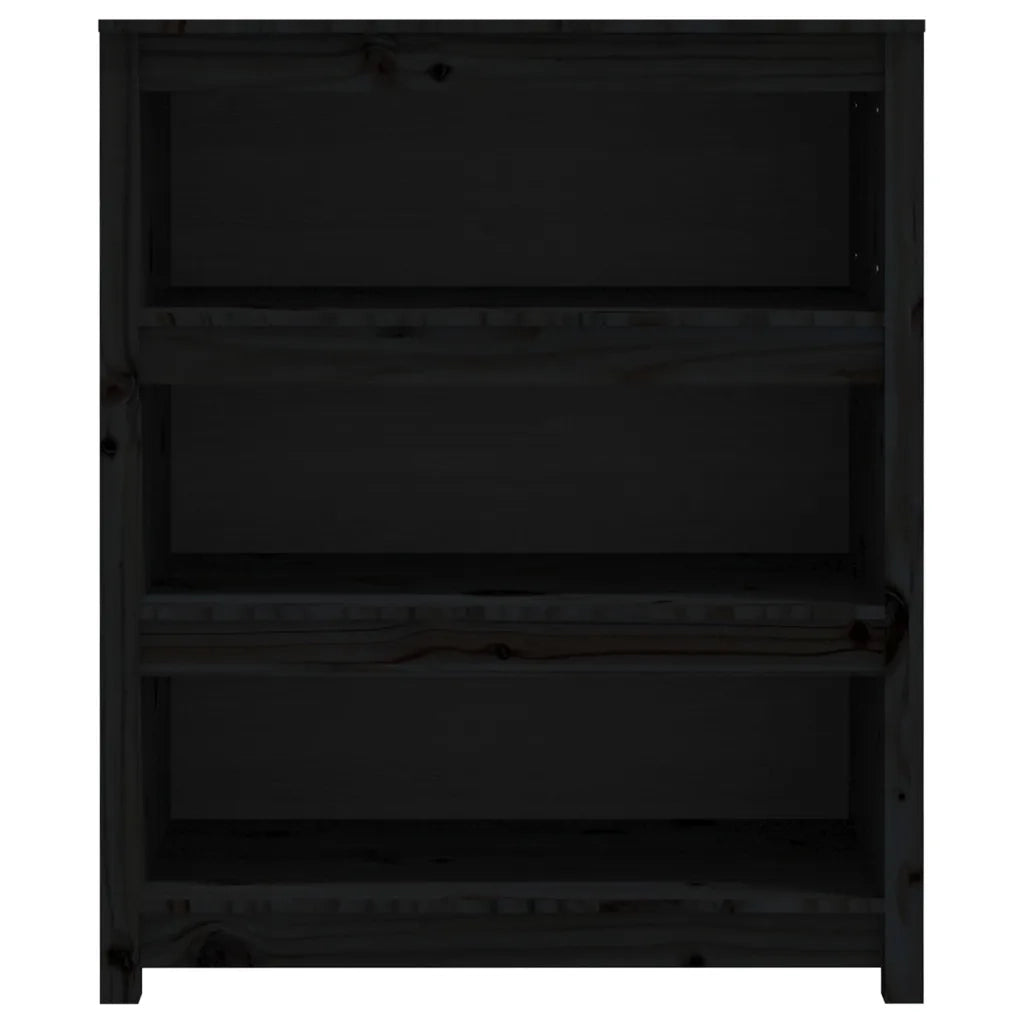 Libreria Nera 80x35x97 cm in Legno Massello di Pino 821683