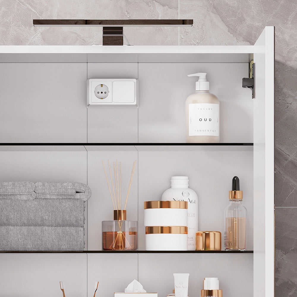 Vicco Mobile a specchio per il bagno Bianco 60 x 60 cm con illuminazione a LED