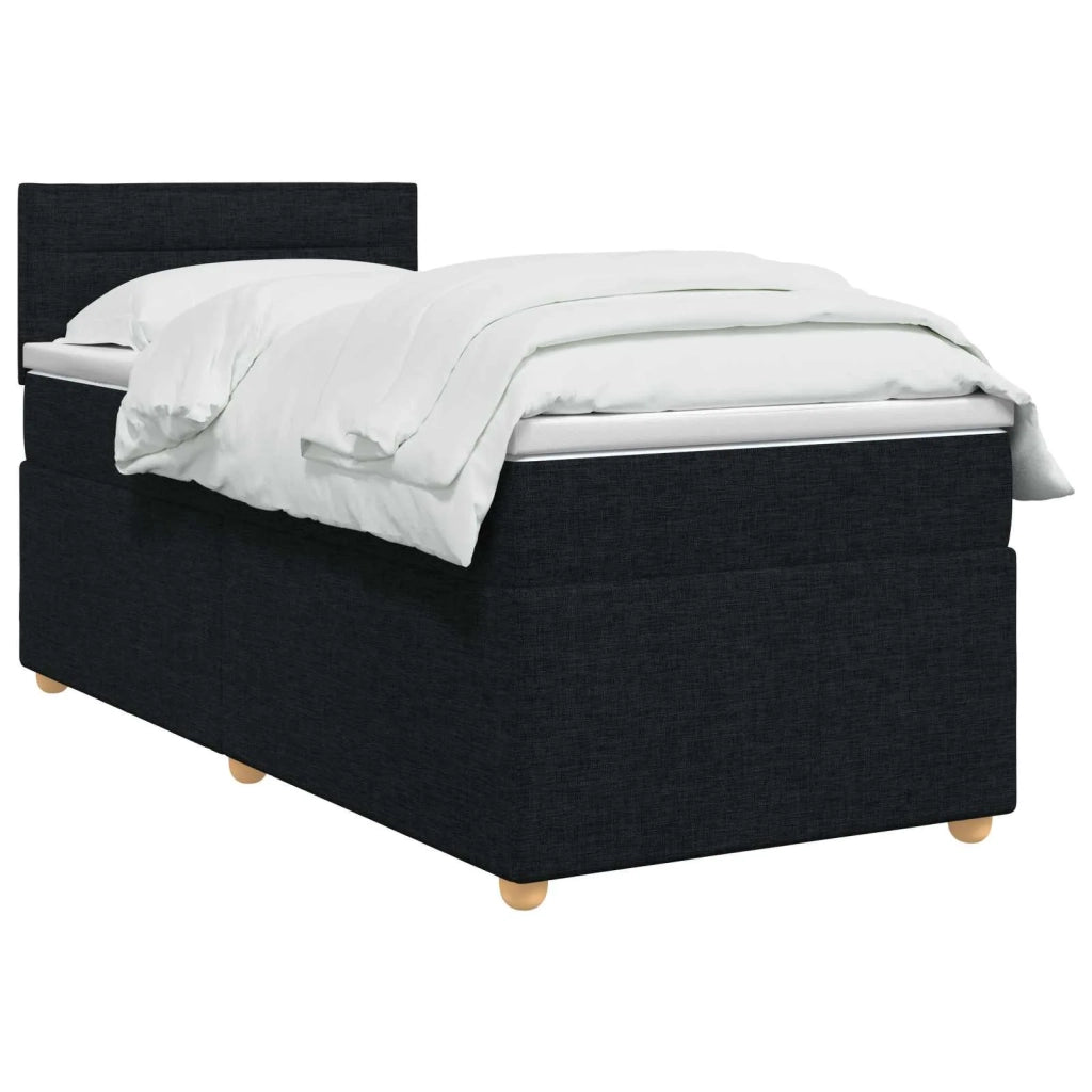Letto box spring con materasso Nero 90 x 190 cm Tessuto 3450841
