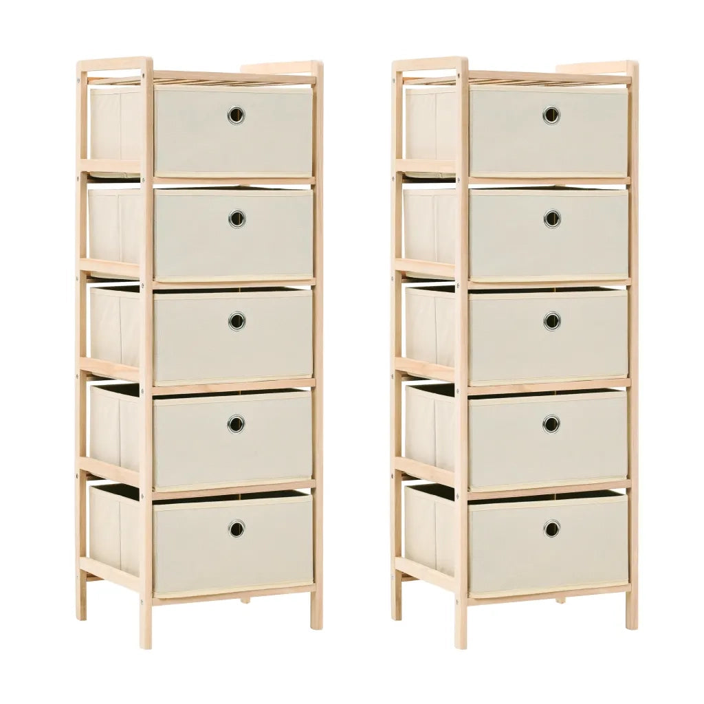 Armadietti 2 pz con 5 Cesti in Tessuto e Legno di Cedro Beige cod mxl 52980