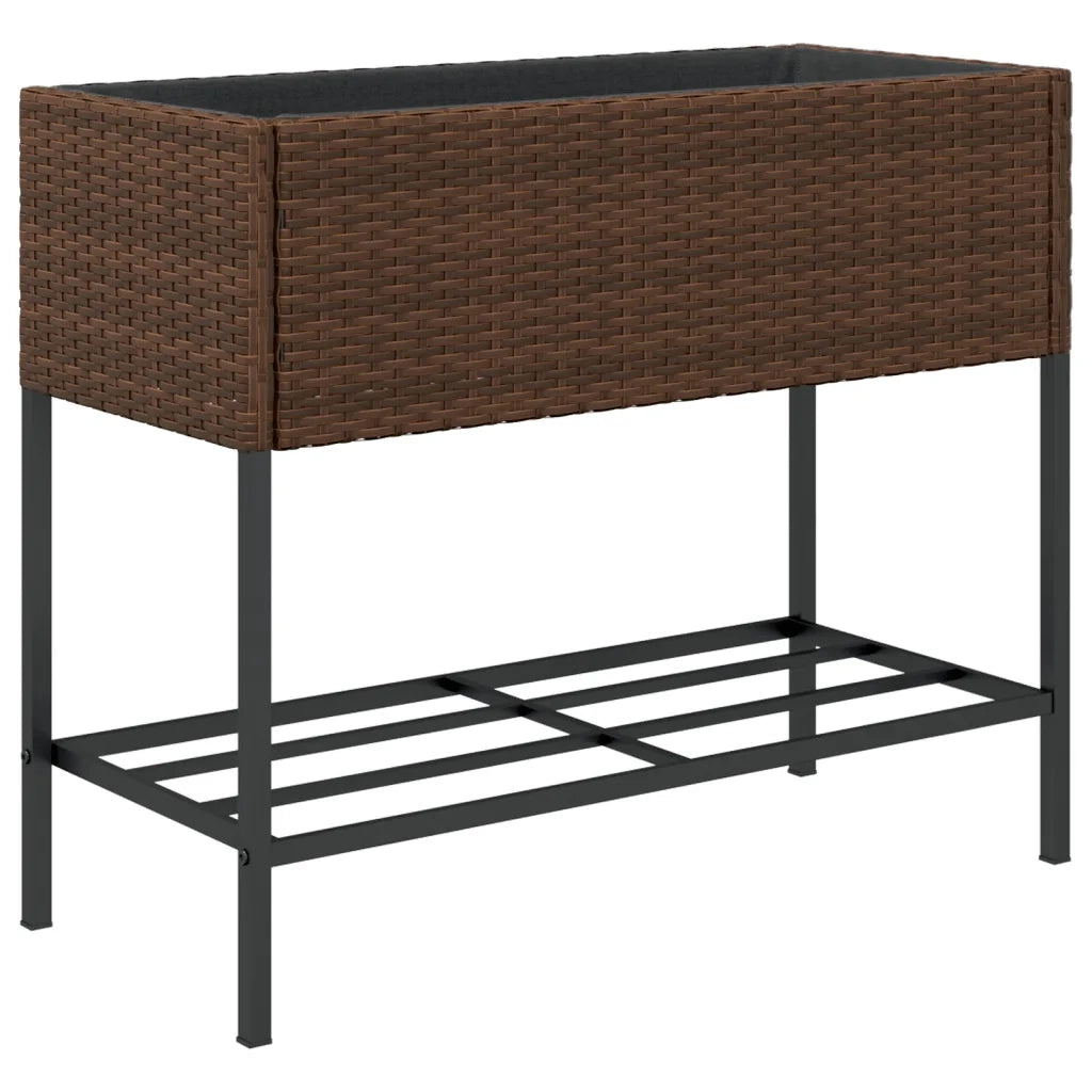 Fioriere Giardino con Ripiani 2pz Marroni 90x40x75cm Polyrattan 3210508