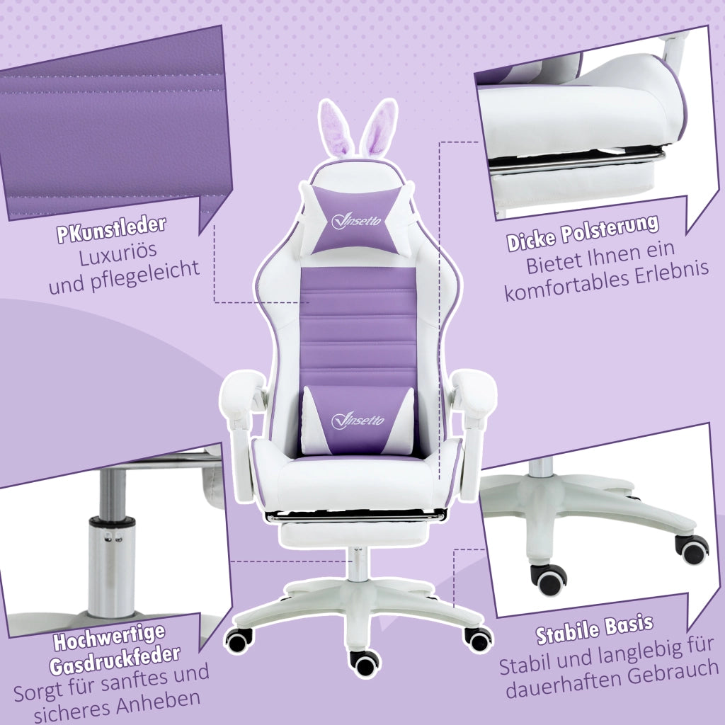 Sedia Gaming Ergonomica ¨C Xylo ¨C Con Poggiapiedi e Supporto Lombare Viola